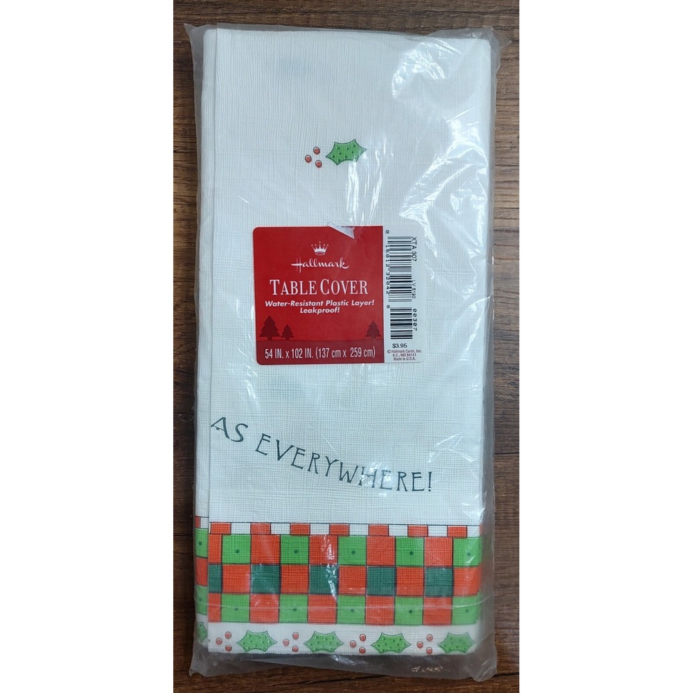 Hallmark Paper Table Cover Vintage Christmas Plaid 54 X 102 Holiday A13